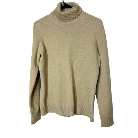 Vintage Banana Republic Fine Italian Merino Wool Blend Tan Turtleneck Sweater Si - Picture 1 of 7